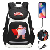 Captain Underpants USB Charging Backpack School NoteBook Laptop Travel Bags
